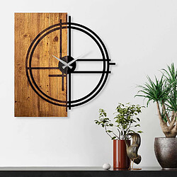 Hanah Home Horloge en bois et métal Clock Cercle.