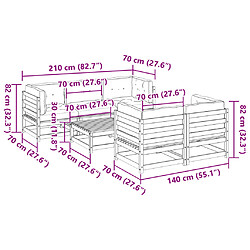 vidaXL Salon de jardin 6 pcs et coussins bois massif sapin de douglas pas cher