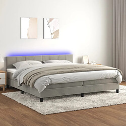 vidaXL Sommier à lattes de lit avec matelas LED Gris clair 200x200 cm