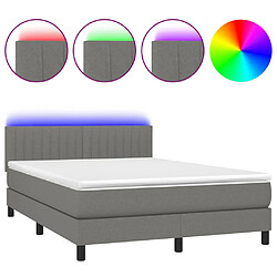 vidaXL Sommier à lattes de lit et matelas et LED Gris foncé 140x190 cm