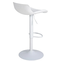 Decoshop26 Tabouret de bar x1 avec repose-pieds hauteur réglable desing moderne en PVC blanc et métal blanc 10_0004537