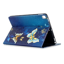 Acheter Etui en PU impression de motifs avec support papillon bleu et or pour votre Apple iPad 10.2 (2019)