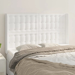 Maison Chic Tête de lit scandinave avec oreilles,meuble de chambre Blanc 147x16x118/128 cm Similicuir -MN81764