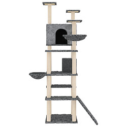 Helloshop26 Arbre à chat meuble tour grimper jouet grattage grattoir escalade plateforme avec griffoirs en sisal foncé 191 cm gris 02_0022693 