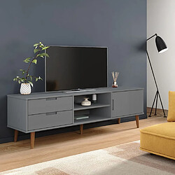 Maison Chic Meuble TV scandinave - Banc TV pour salon MOLDE Gris 158x40x49 cm Bois de pin massif -MN66171