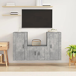 vidaXL Ensemble de meubles TV 3 pcs Gris béton Bois d'ingénierie