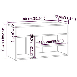 vidaXL Banc à chaussures Chêne fumé 80x30x45 cm Bois d'ingénierie pas cher