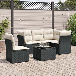 Maison Chic Salon de jardin 6 pcs avec coussins | Ensemble de Table et chaises | Mobilier d'Extérieur noir résine tressée -GKD82976