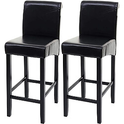 Decoshop26 Lot de 2 tabourets de bar avec repose pieds en bois synthétique noir TDB04001