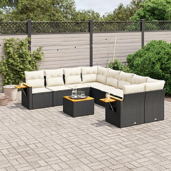 Maison Chic Salon de jardin 9 pcs avec coussins | Ensemble de Table et chaises | Mobilier d'Extérieur noir résine tressée -GKD75330