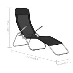 vidaXL Chaises longues pliables lot de 2 Textilène Noir pas cher