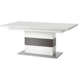 Pegane Table à manger extensible coloris blanc et gris - 180-280 x 77 x 100 cm