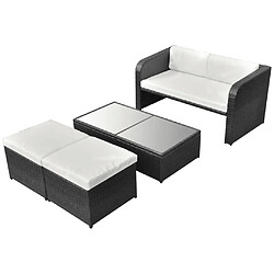 Maison Chic Salon de jardin 4 pcs + coussins - Mobilier/Meubles de jardin - Table et chaises d'extérieur Résine tressée Noir -MN12750