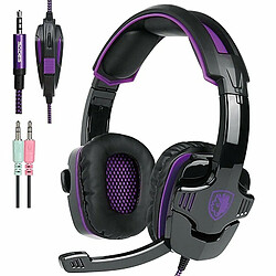 Sades Sa-930 Casque Professionnel Casque De Jeu 3,5 Mm Avec Câble 1 À 2 Pour Ordinateur Noir Violet