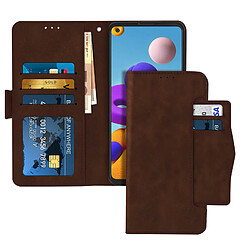 Avizar Housse Samsung Galaxy A21s Étui Folio Portefeuille Fonction Support - Marron