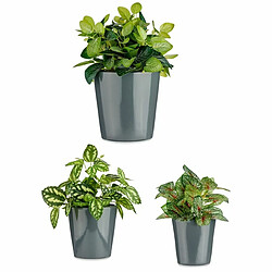 Ibergarden Set de pots Ø 14 cm Ø 22 cm Ø 17 cm Cónica 3 Pièces Anthracite