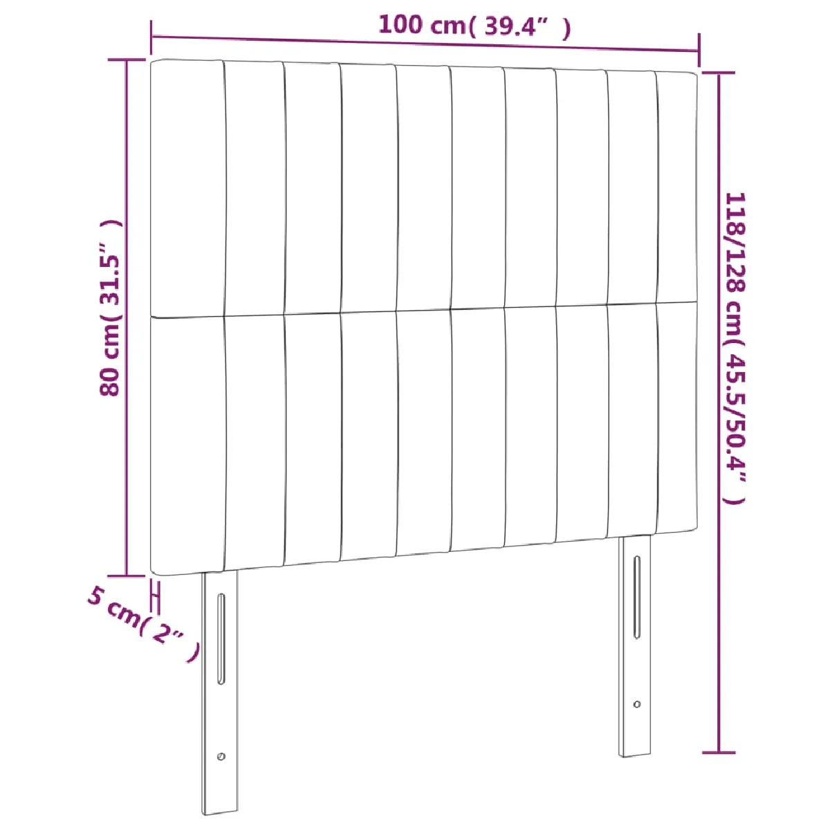 vidaXL Têtes de lit 2 pcs Crème 100x5x78/88 cm Tissu pas cher