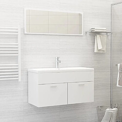 Maison Chic Ensemble de meubles de salle de bain,Armoire rangement Bain Blanc Aggloméré -MN67150