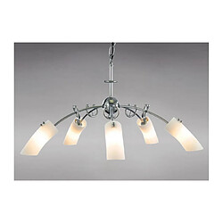 Luminaire Center Suspension Lucia 5 Ampoules chrome poli/verre dépoli