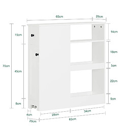 SoBuy BZR106-W Meuble de Rangement Salle de Bain Étroit sur Roulettes, Support Papier Toilette, Armoire Toilettes WC Compact Chariot de Stockage