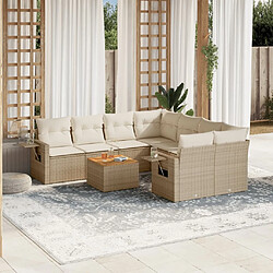 Maison Chic Salon de jardin avec coussins 9 pcs, Ensemble Tables et chaises de jardin, beige résine tressée -GKD242473