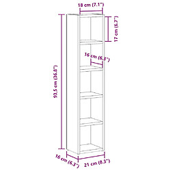 vidaXL Armoires à CD 2 pcs Sonoma gris 21x16x93,5 cm Bois d'ingénierie pas cher