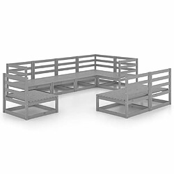 Maison Chic Salon de jardin 8 pcs - Table et chaises d'extérieur - Mobilier/Meubles de jardin Moderne gris bois de pin massif -MN51587