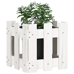 Avis Maison Chic Jardinière,Bac à fleurs - pot de fleur avec design de clôture blanc 30x30x30 cm pin massif -GKD29862