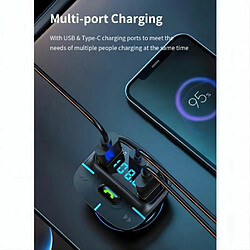 Lecteur mp3 bluetooth pour voiture, charge rapide, chargeur de voiture, effet de basses lourdes, lumière ambiante pas cher