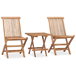 Maison Chic Mobilier à dîner 3 pcs pliable de jardin avec coussins - Ensemble table et chaises d'extérieur - Salon/Mobilier de jardin classique Teck -MN31405