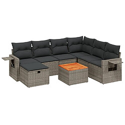 Maison Chic Ensemble Tables et chaises d'extérieur 8 pcs avec coussins,Salon de jardin gris résine tressée -GKD747862