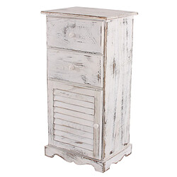 Mendler Commode / armoire, 2 tiroirs, 1 porte, 40x32x80cm, shabby, vintage ~ blanc