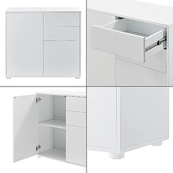 Helloshop26 Commode avec 2 tiroirs 2 portes 74 x 79 x 36 cm blanc mat 03_0006818 pas cher