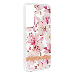 Avizar Coque Samsung Galaxy S22 Dos Rigide Contour Silicone Motif Fleurs Roses