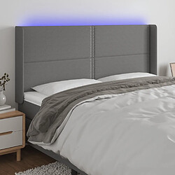 Maison Chic Tête de lit scandinave à LED,meuble de chambre Gris foncé 203x16x118/128 cm Tissu -MN72722