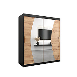 Abiks Meble Armoire Wave à portes coulissantes 200/180/62 2 portes (noir/artisan)