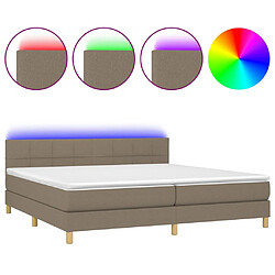 vidaXL Sommier à lattes de lit et matelas et LED Taupe 200x200cm Tissu