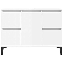 Acheter vidaXL Meuble d'évier blanc brillant 80x33x60 cm bois d'ingénierie