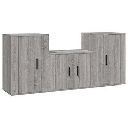 vidaXL Ensemble de meubles TV 3 pcs Sonoma gris Bois d'ingénierie