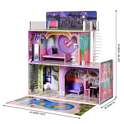 Olivia'S Little World Maison de poupée en bois enfant 3 étages avec 16 accessoires mobilier multicolore Dreamland Olivia’s Little World TD-13616A pas cher