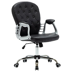 Helloshop26 Chaise fauteuil siège de bureau informatique étude pivotante similicuir noir 02_0024055