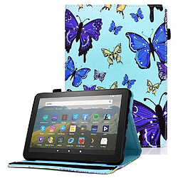 Etui en PU avec support et porte-cartes pour votre Amazon Fire HD 8 (2020) - papillon