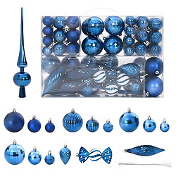 vidaXL Boules de Noël 98 pcs bleu Ø3/4/6 cm