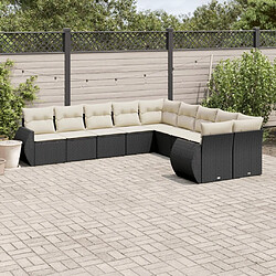 Maison Chic Salon de jardin 10 pcs avec coussins | Ensemble de Table et chaises | Mobilier d'Extérieur noir résine tressée -GKD48862