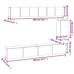 vidaXL Ensemble de meubles TV 6 pcs Noir Bois d'ingénierie pas cher