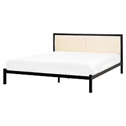 Beliani Lit double en métal noir et beige clair 160 x 200 cm CLAMART