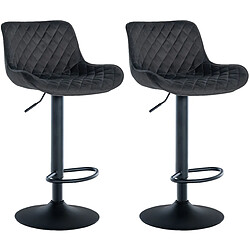 Non Lot de 2 tabourets de bar Minosa velours