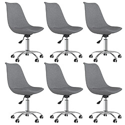 vidaXL Chaises pivotantes à manger lot de 6 Gris clair Tissu