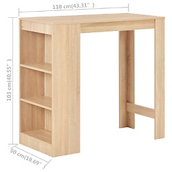 vidaXL Table de bar avec étagère Chêne 110x50x103 cm pas cher