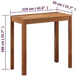 vidaXL Table de bar bois massif d'acacia et finition miel 110x55x106cm pas cher